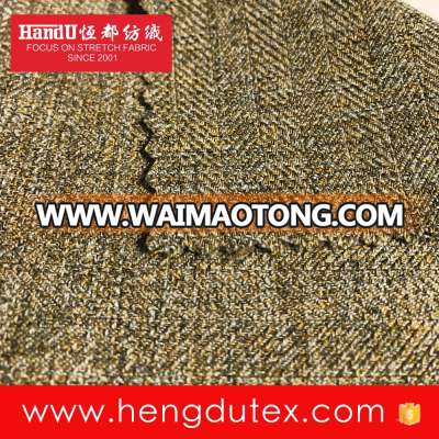 woven stretch polyester cation herringbone tweed fabric for coat